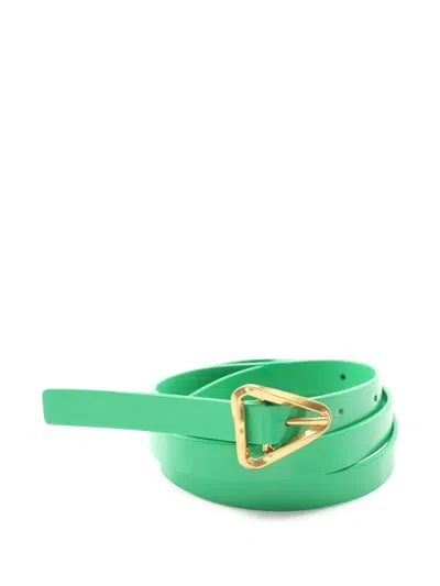 Pre-owned Bottega Veneta 2020s Triangle Leather Belt In Green