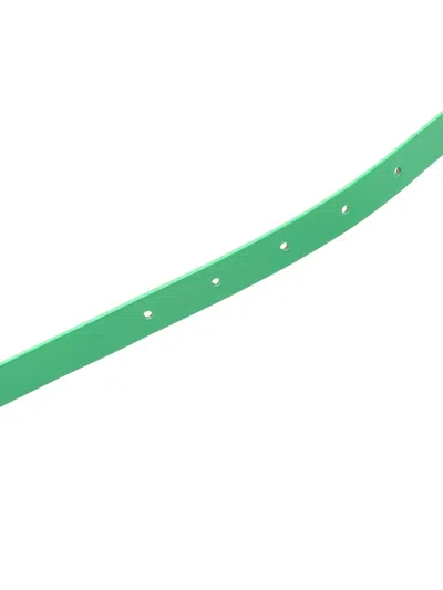 Pre-owned Bottega Veneta 2020s Triangle Leather Belt In Green