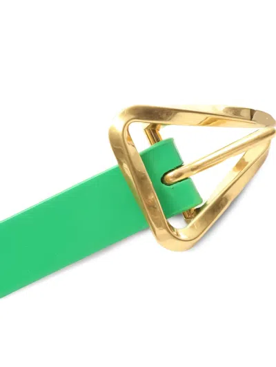 Pre-owned Bottega Veneta 2020s Triangle Leather Belt In Green