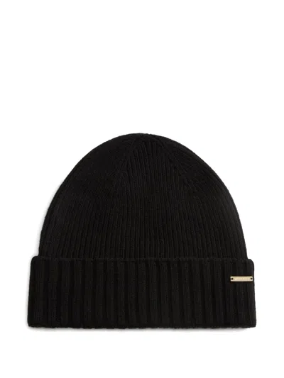 Woolrich Wool-blend Beanie Hat Set In Black