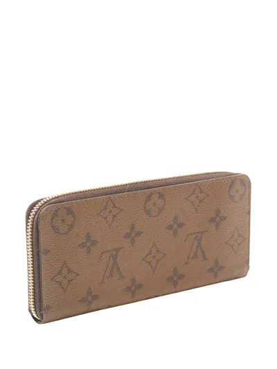 Pre-owned Louis Vuitton 2007-2025 Monogram Reverse Clemence Zippy Wallet Long Wallets In Brown