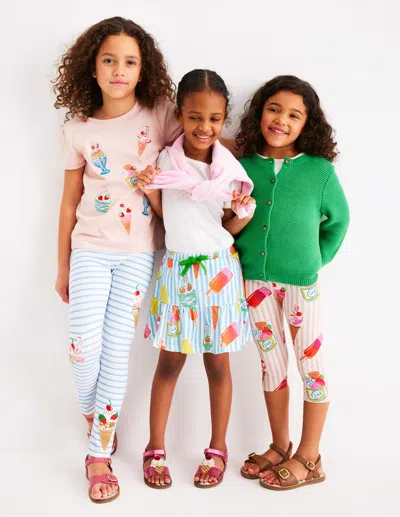 Boden Tiered Jersey Skort Vintage Blue Ice Cream Stripe Girls  In Multi