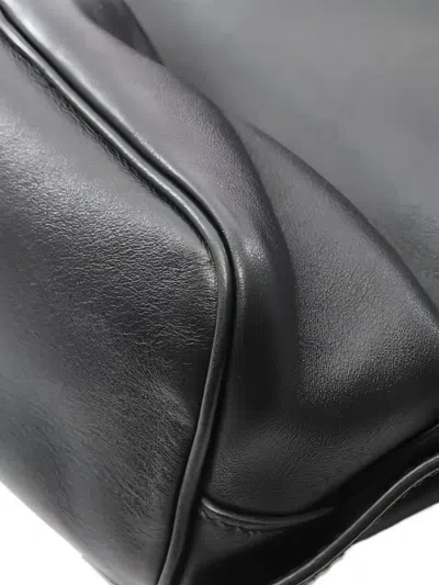 Pre-owned Prada Logo-plaque Leather Backpack In Black