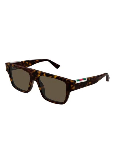 Gucci Eyewear Rectangular Frame Sunglasses In Brown