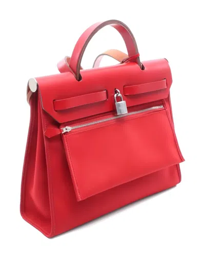 Pre-owned Hermes 2019 Herbag Pm Zip Handbag In Red