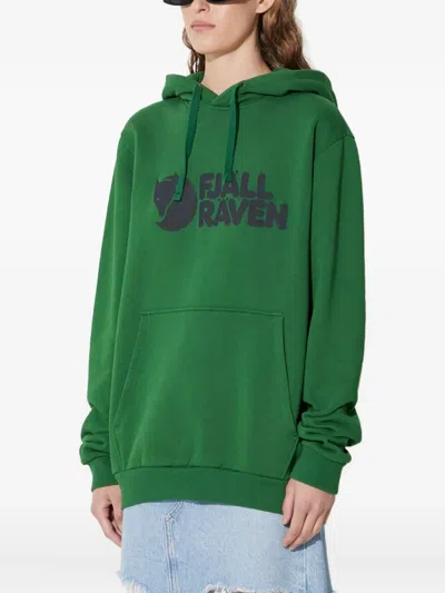 Fjall Raven Logo Hooded Sweatshirt In Green