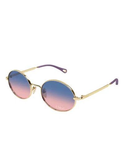 Chloé 55mm Gradient Round Sunglasses In Gold