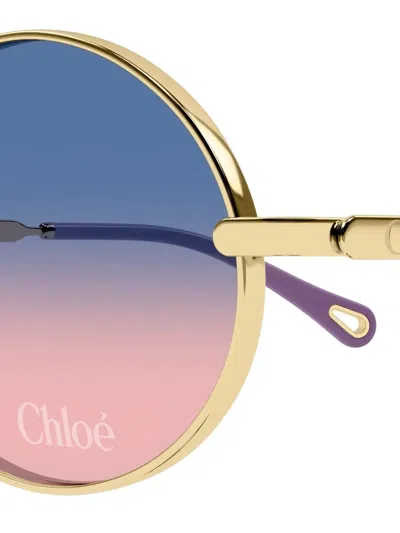Chloé 55mm Gradient Round Sunglasses In Gold