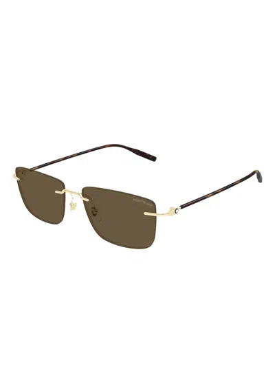 Montblanc Rectangle Sunglasses In Green