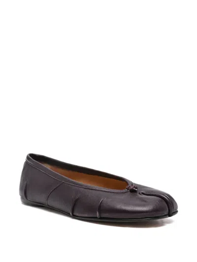 Maison Margiela Tabi Leather Split-toe Ballerina Flats In Black