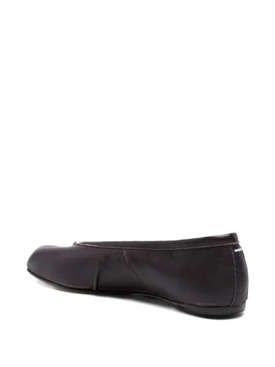 Maison Margiela Tabi Leather Split-toe Ballerina Flats In Black