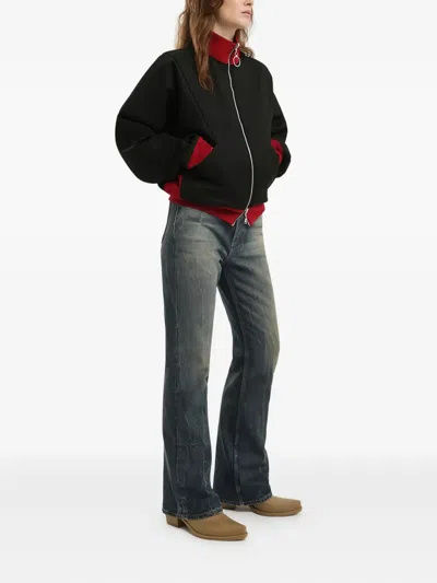 1989 Studio Reversible Jacket Ribbed Collar Cuffs Side Pockets In Red