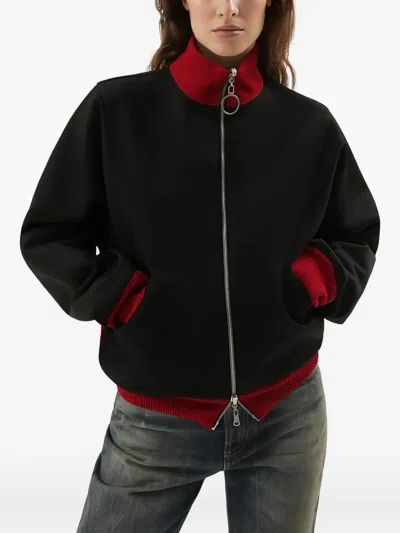 1989 Studio Reversible Jacket Ribbed Collar Cuffs Side Pockets In Red