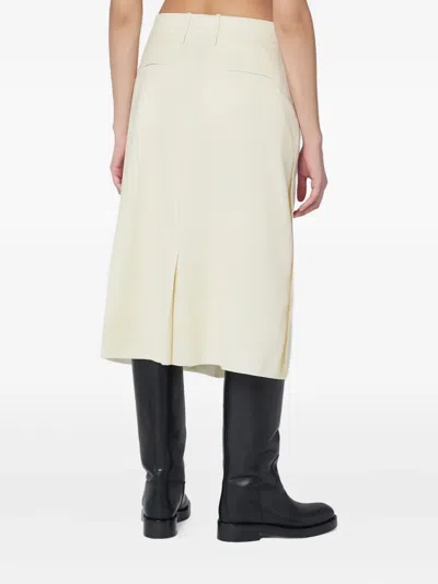 Jil Sander High Waisted Wool Skirt Featuring Slits In Neutral