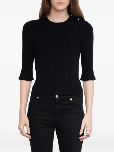 Zadig & Voltaire Womens Fobee Round-neck Wool-blend Jumper Black In Black