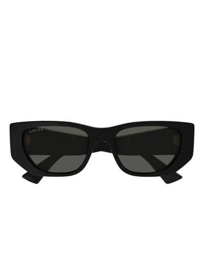 Gucci Subtle Web 53mm Geometric Acetate Sunglasses In Black