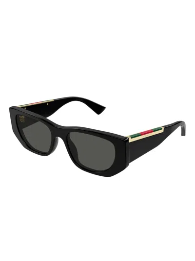 Gucci Subtle Web 53mm Geometric Acetate Sunglasses In Black