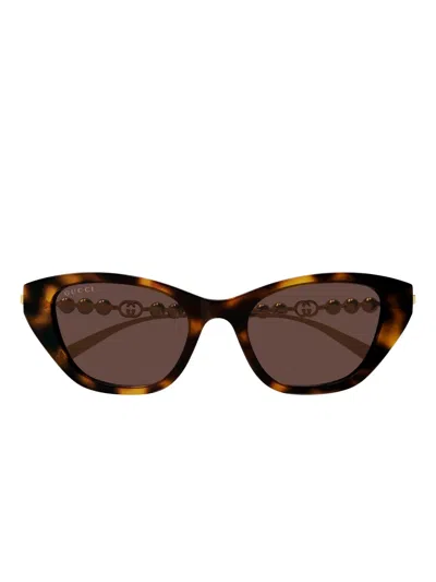 Gucci Gg1968s Linea Emblem 003 Havana Gold Brown Sunglasses In Multi