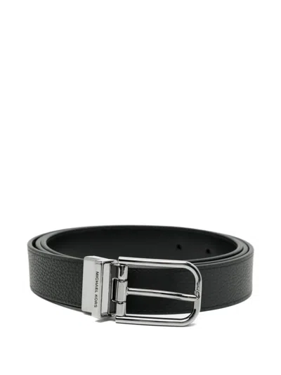 Michael Kors Textured Belt Featuring Metal Buckle In Black
