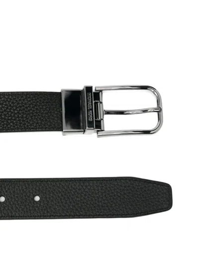 Michael Kors Textured Belt Featuring Metal Buckle In Black