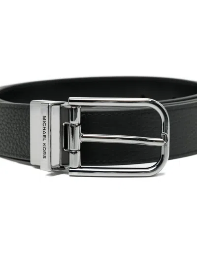 Michael Kors Textured Belt Featuring Metal Buckle In Black
