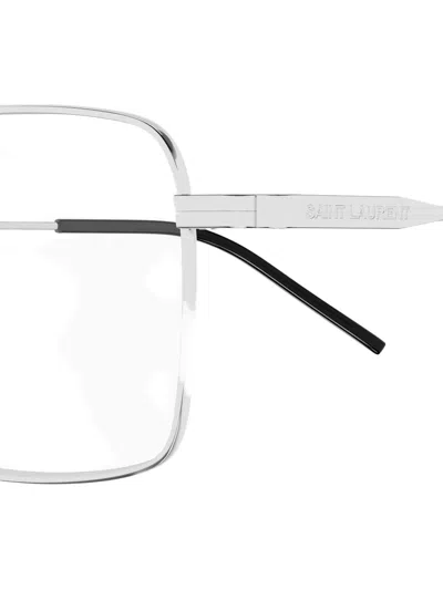 Saint Laurent Rectangle-frame Glasses In Metallic