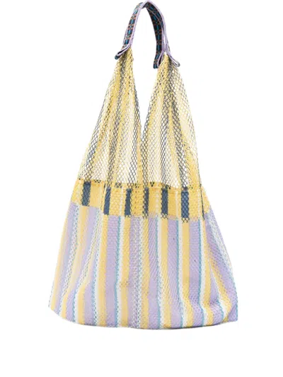 Epice Elziver Striped Mesh Shoulder Bag In Yellow