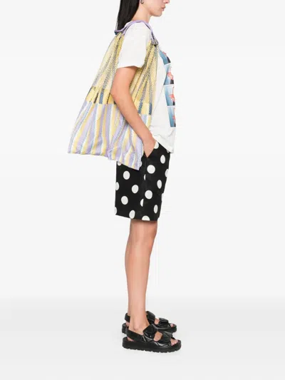Epice Elziver Striped Mesh Shoulder Bag In Yellow