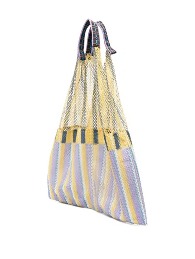 Epice Elziver Striped Mesh Shoulder Bag In Yellow