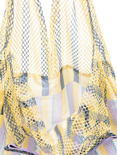 Epice Elziver Striped Mesh Shoulder Bag In Yellow