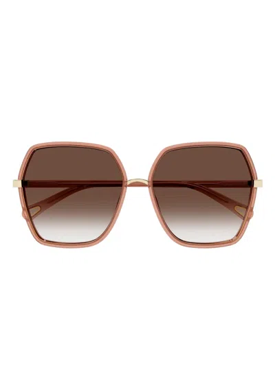Chloé Geometric Ch0262s Sunglasses In Brown