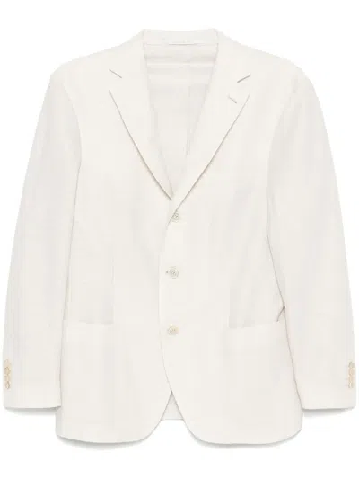 Eleventy Structured Single-breasted Jacket Notch Lapels In White