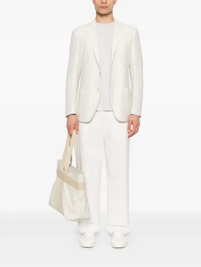 Eleventy Structured Single-breasted Jacket Notch Lapels In White