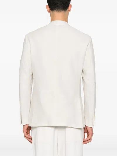 Eleventy Structured Single-breasted Jacket Notch Lapels In White