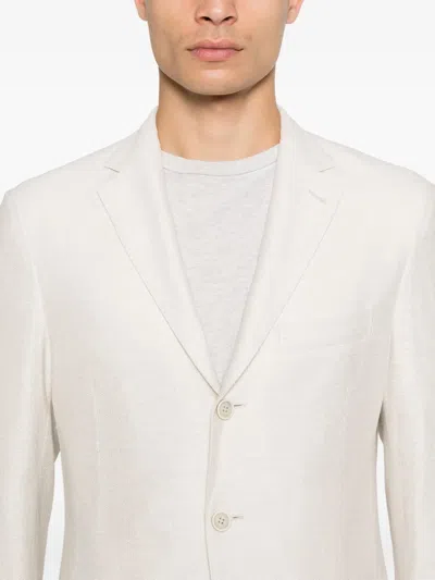 Eleventy Structured Single-breasted Jacket Notch Lapels In White