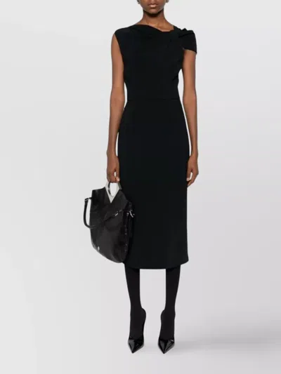 Givenchy Draped-detail One-shoulder Midi Dress In Black