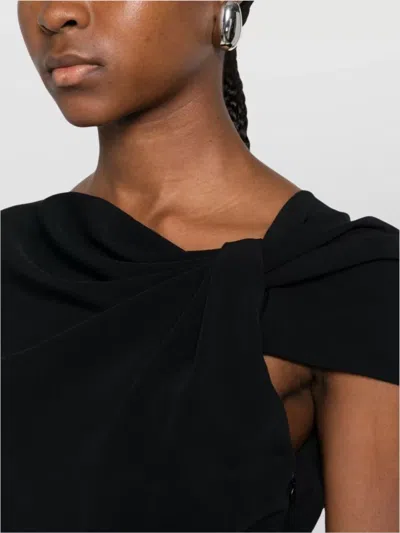 Givenchy Draped-detail One-shoulder Midi Dress In Black