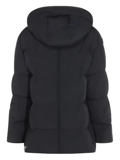 Jil Sander Hooded Long Padded Quilted Jacket In Black