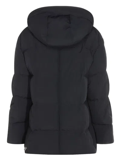 Jil Sander Hooded Long Padded Quilted Jacket In Black