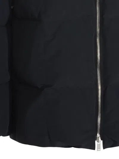 Jil Sander Hooded Long Padded Quilted Jacket In Black