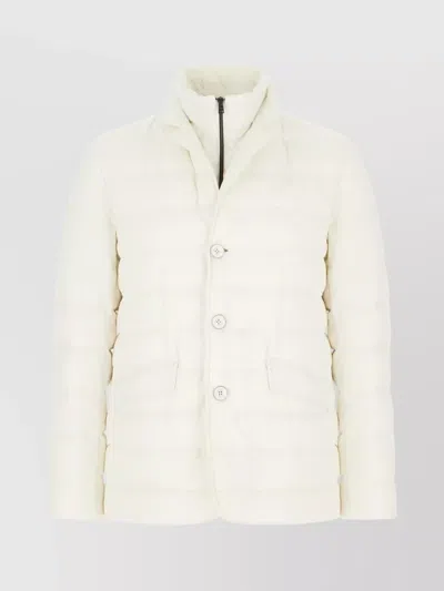 Herno Quilted Jacket With High Collar And Pockets In White