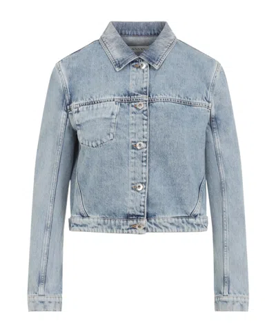 Lanvin Denim Cropped Jacket Patch Pocket In Blue
