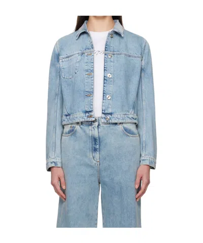 Lanvin Denim Cropped Jacket Patch Pocket In Blue