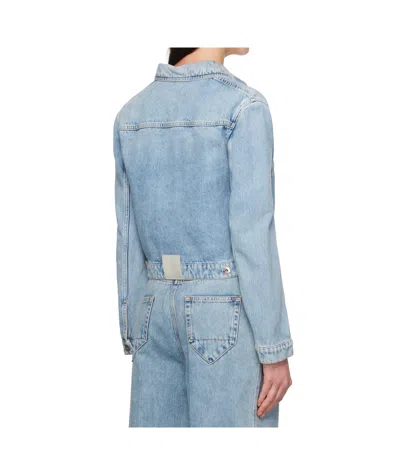 Lanvin Denim Cropped Jacket Patch Pocket In Blue