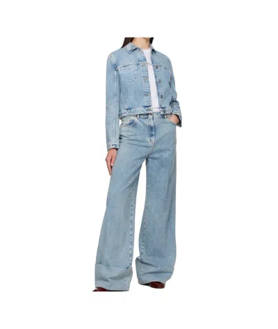 Lanvin Denim Cropped Jacket Patch Pocket In Blue
