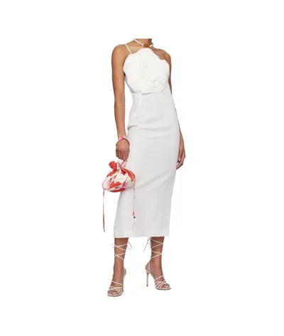 Blumarine Printed Satin Clutch Bag With Rhinestone Logo In Multi