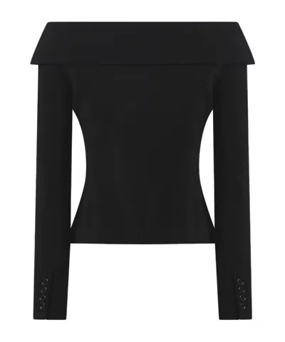 Pinko Antonina Black Jacket With Off-shoulder Neckline In Tech Fabric Woman In Black