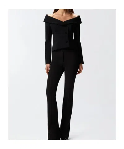 Pinko Antonina Black Jacket With Off-shoulder Neckline In Tech Fabric Woman In Black