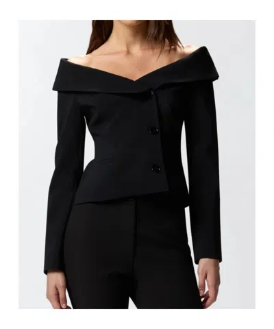Pinko Antonina Black Jacket With Off-shoulder Neckline In Tech Fabric Woman In Black