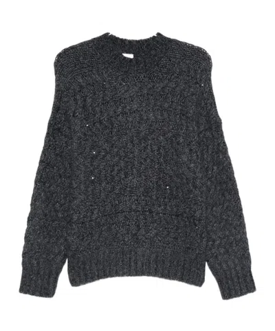 Eleventy Cable-knit Sequin-embellished Sweater In Black